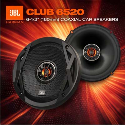 JBL Club 6520 6.5" Coaxial Car Speakers – 150W Peak, 50W RMS, Premium JBL Sound