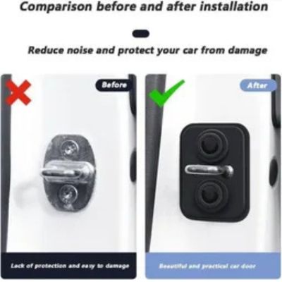 Car Door lock Cover Pads – Silicone Anti-Collision Door Latch Protectors, Noise Reduction & Rust Prevention (4PCS)