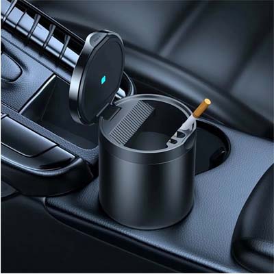 BASEUS Premium Car Ashtray with LED Light - Stylish, Leak-Proof, Portable Car Ashtray