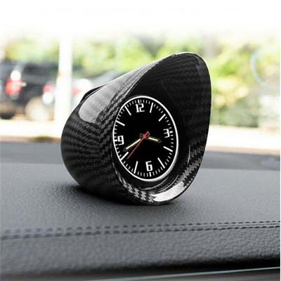 Luminous Car Interior Dashboard Clock Glossy Carbon