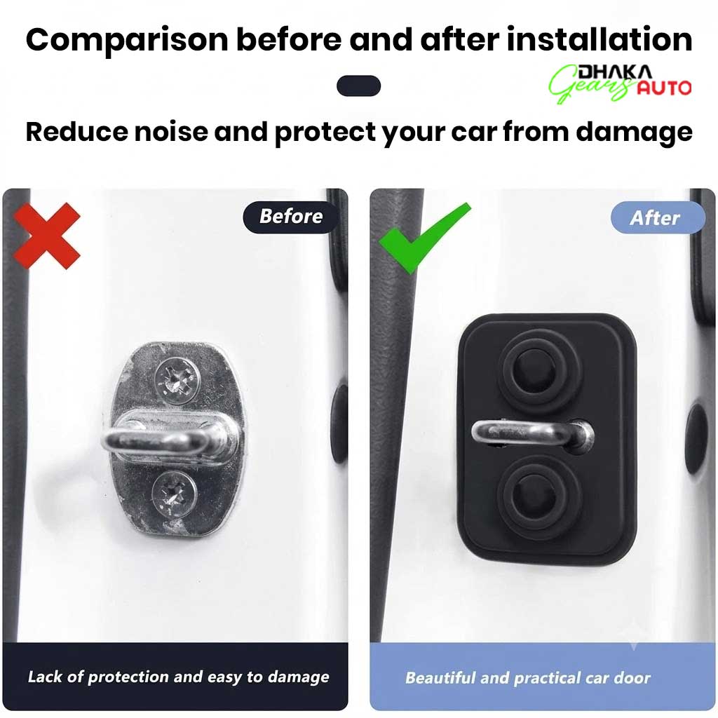 Car Door lock Cover Pads – Silicone Anti-Collision Door Latch Protectors, Noise Reduction & Rust Prevention (4PCS)