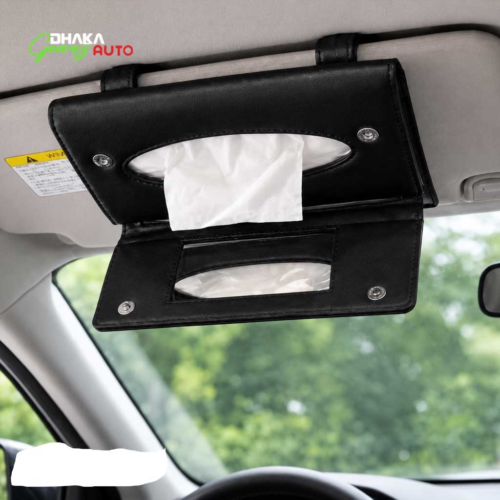 Premium 2-in-1 Car Sunvisor Tissue Holder – Leather Car Tissue Dispenser Organizer With Vanity Mirror For Car