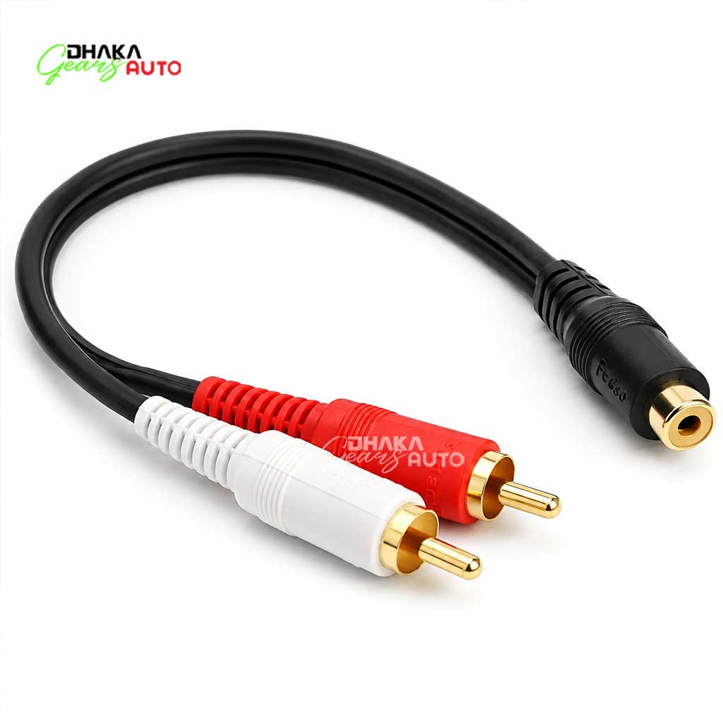 RCA Female to Dual RCA Male Audio Splitter Cable – AV Adapter for TV, DVD, Amplifier & Subwoofer