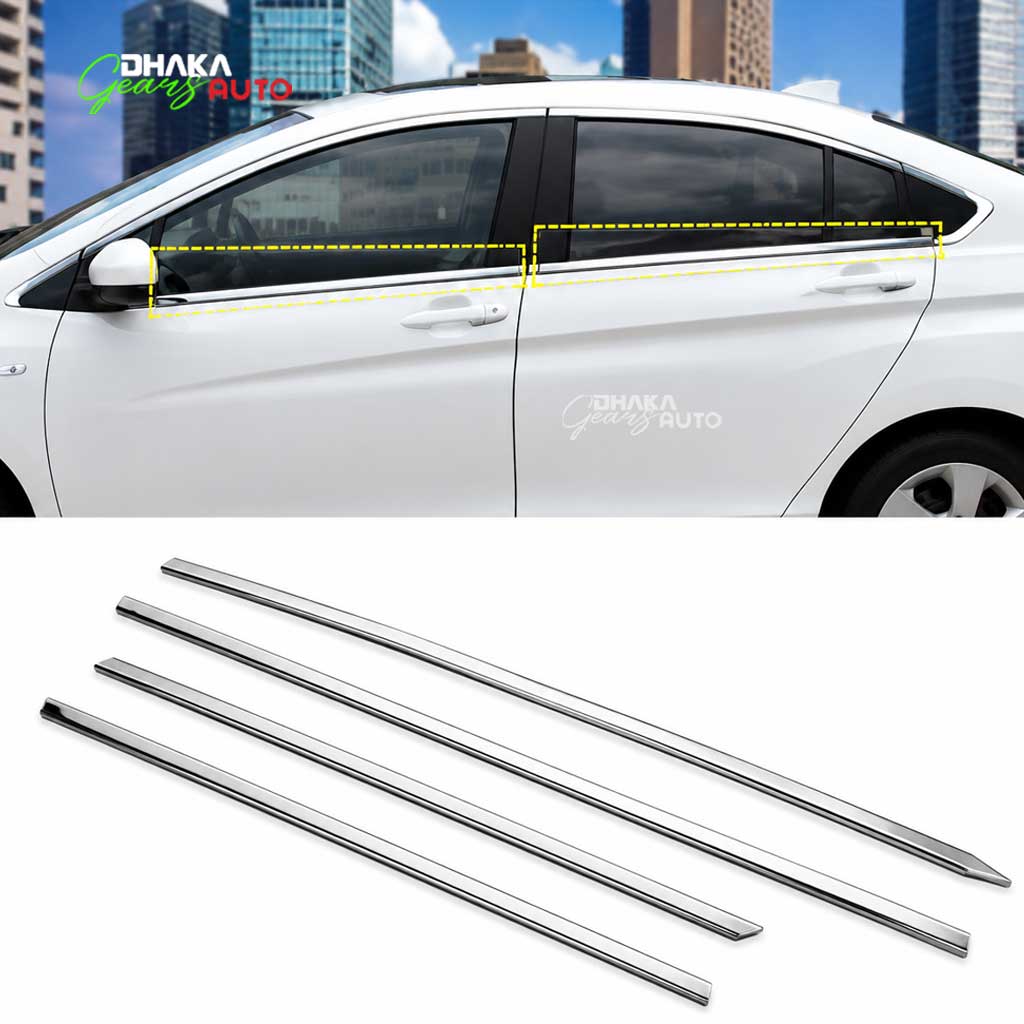 Car Lower Window Glass beltline Trim Set (4PCS) – Beltline Molding for Car Side Windows, Easy Peel & Stick Install (Glass vit)